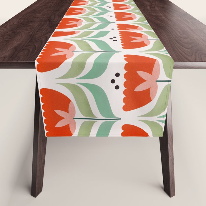 Retro Tulips Pattern Table Runner Gallery Image 1