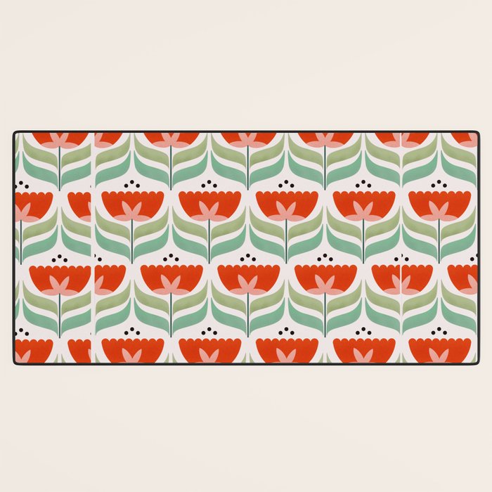 Retro Tulips Pattern Desk Mat Gallery Image 3
