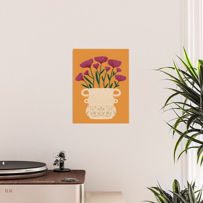 Ivory Vintage Flower Vase on Marigold Poster Gallery Image 2
