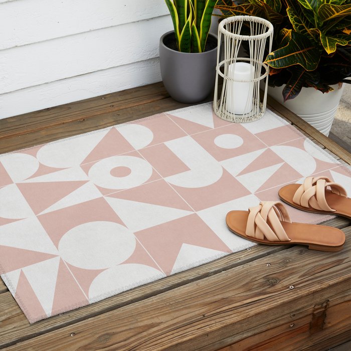 My Favorite Geometric Patterns No.11 - Pale Pink Outdoor Rug Gallery Image 2