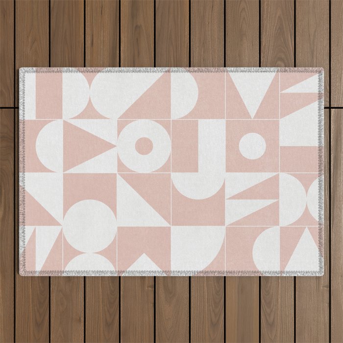 My Favorite Geometric Patterns No.11 - Pale Pink Outdoor Rug Gallery Image 1