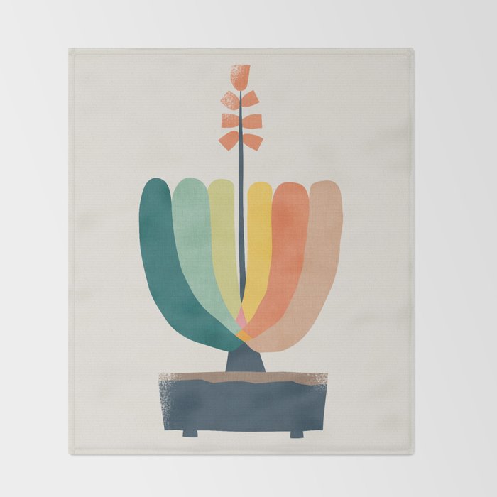 Whimsical aloe plicatilis succulent plant Throw Blanket Gallery Image 2