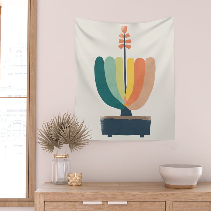Whimsical aloe plicatilis succulent plant Wall Tapestry Gallery Image 2