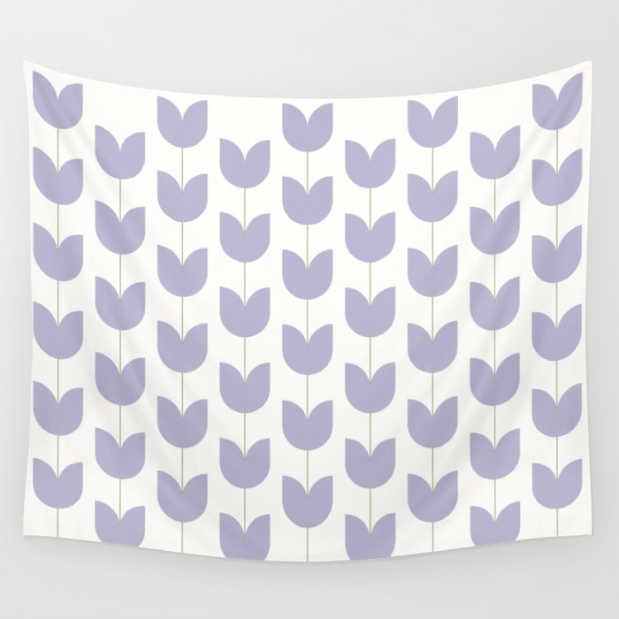 Spring Tulips VI Lavender Purple Mid Century Flowers Wall Tapestry Gallery Image 4