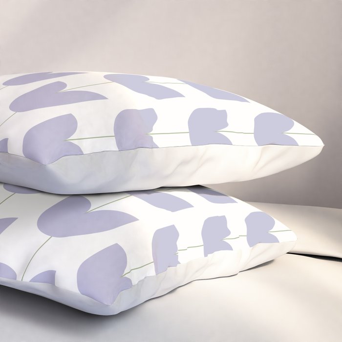 Spring Tulips VI Lavender Purple Mid Century Flowers Pillow Sham Gallery Image 3