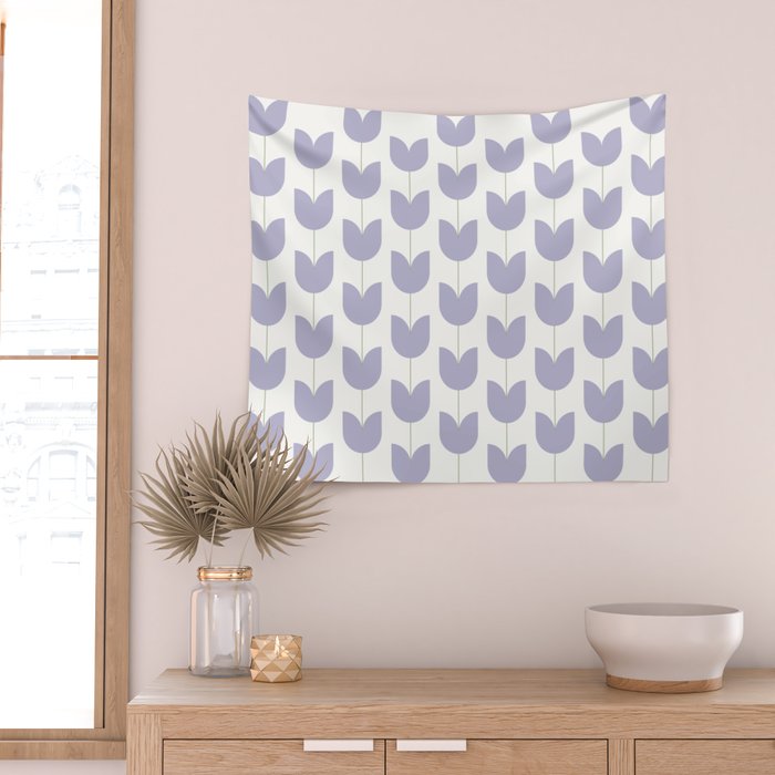 Spring Tulips VI Lavender Purple Mid Century Flowers Wall Tapestry Gallery Image 2