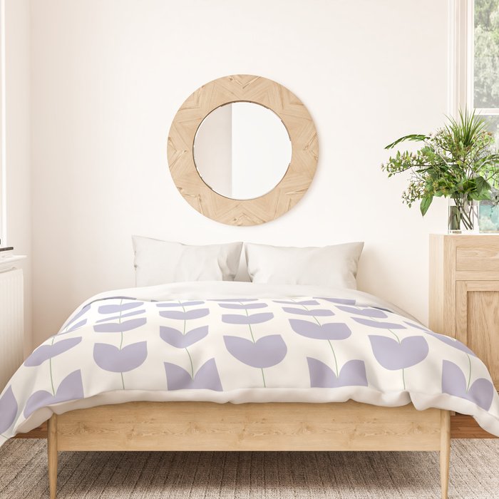 Spring Tulips VI Lavender Purple Mid Century Flowers Duvet Cover Gallery Image 3