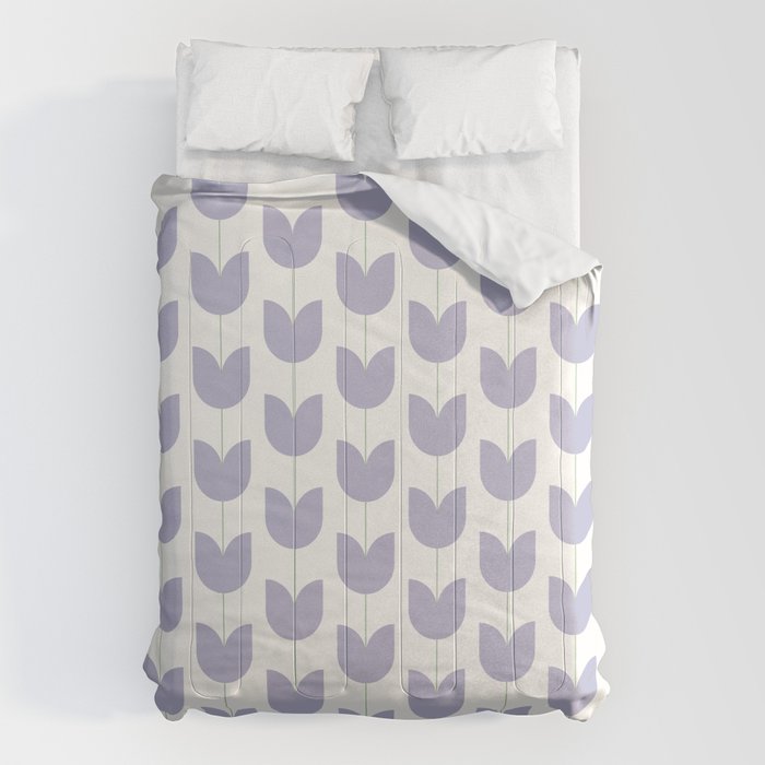 Spring Tulips VI Lavender Purple Mid Century Flowers Comforter Gallery Image 1