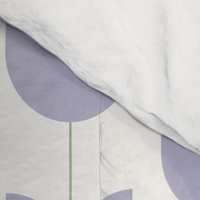Spring Tulips VI Lavender Purple Mid Century Flowers Comforter Gallery Image 4