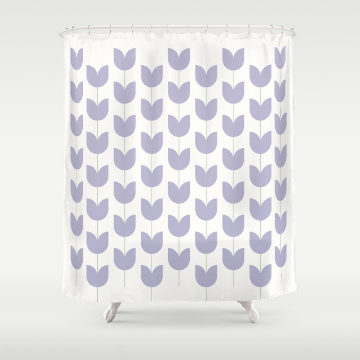 Spring Tulips VI Lavender Purple Mid Century Flowers Shower Curtain Gallery Image 1