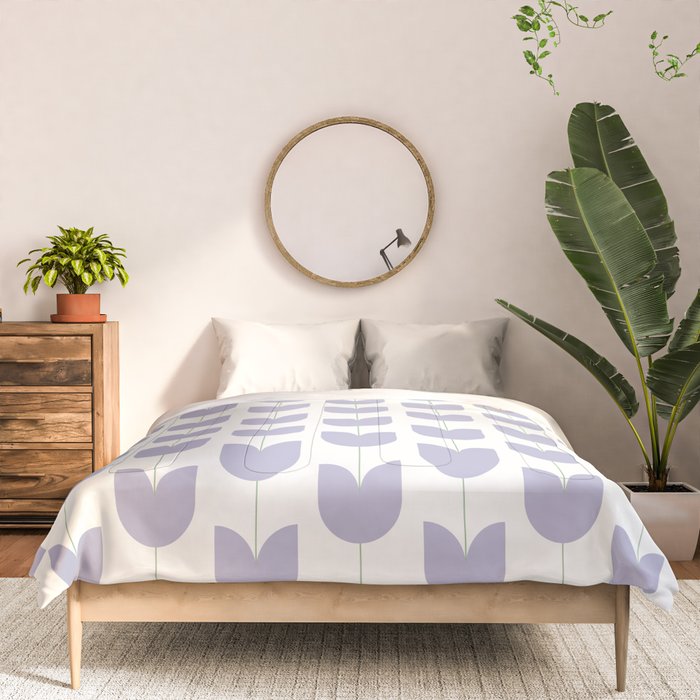Spring Tulips VI Lavender Purple Mid Century Flowers Comforter Gallery Image 3
