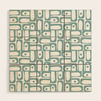 Mid Century Modern Piquet Multi Geometric Pattern in Vintage Blue Spruce and White Wood Wall Art Gallery Image 1