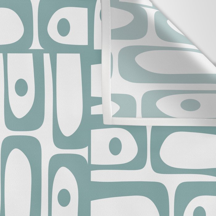 Mid Century Modern Piquet Multi Geometric Pattern in Vintage Blue Spruce and White Wall Tapestry Gallery Image 3