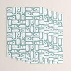 Mid Century Modern Piquet Multi Geometric Pattern in Vintage Blue Spruce and White Wrapping Paper Gallery Image 3