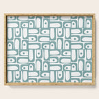Mid Century Modern Piquet Multi Geometric Pattern in Vintage Blue Spruce and White Serving Tray Gallery Image 1
