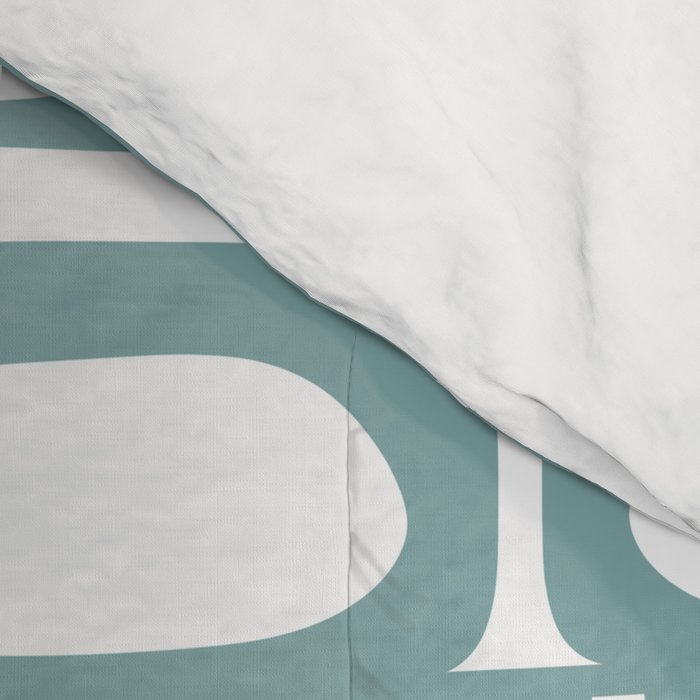 Mid Century Modern Piquet Multi Geometric Pattern in Vintage Blue Spruce and White Comforter Gallery Image 4