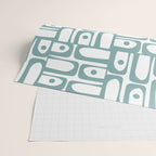 Mid Century Modern Piquet Multi Geometric Pattern in Vintage Blue Spruce and White Wrapping Paper Gallery Image 2