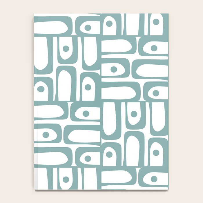Mid Century Modern Piquet Multi Geometric Pattern in Vintage Blue Spruce and White Notebook Gallery Image 4
