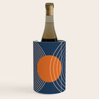 Geometric Lines in Orange and Navy Blue 2 (Sun and Rainbow Abstract) Wine Chiller Gallery Image 1