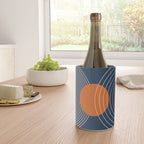 Geometric Lines in Orange and Navy Blue 2 (Sun and Rainbow Abstract) Wine Chiller Gallery Image 4