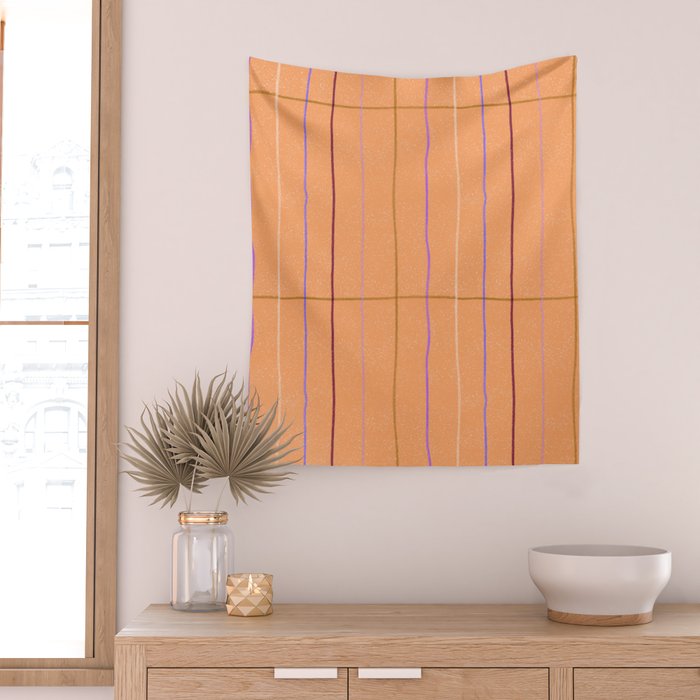 Textured Picnic Pattern in Calm Peach Wall Tapestry Gallery Image 2