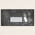 Fire Hydrant Patent - Fireman Fire House Art - Black Chalkboard Desk Mat Gallery Image 1