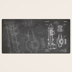 Fire Hydrant Patent - Fireman Fire House Art - Black Chalkboard Desk Mat Gallery Image 3