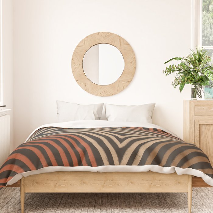 Tribal Pattern in Brown & Soft Red Duvet Cover Gallery Image 3