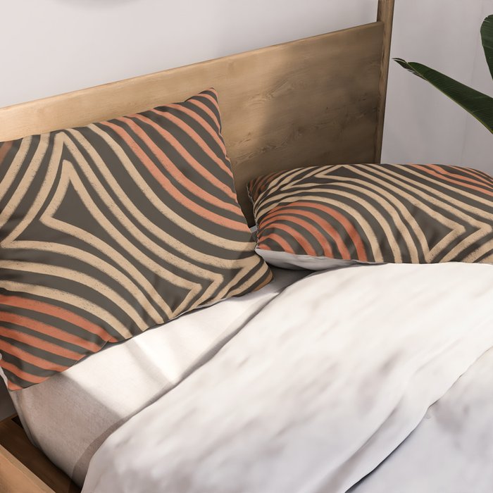 Tribal Pattern in Brown & Soft Red Pillow Sham Gallery Image 2