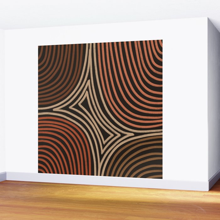 Tribal Pattern in Brown & Soft Red Wall Mural Gallery Image 2