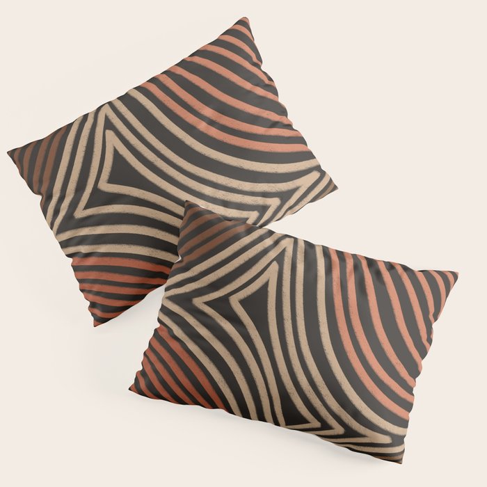 Tribal Pattern in Brown & Soft Red Pillow Sham Gallery Image 1