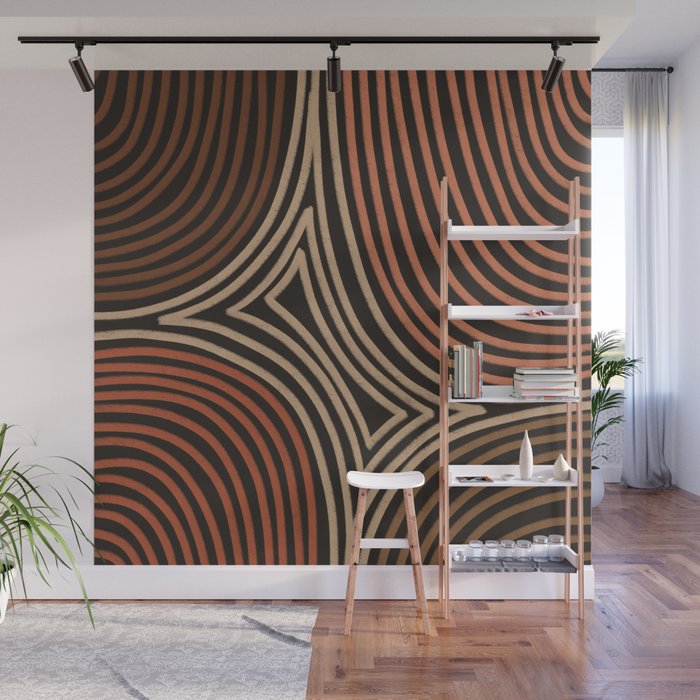 Tribal Pattern in Brown & Soft Red Wall Mural Gallery Image 1