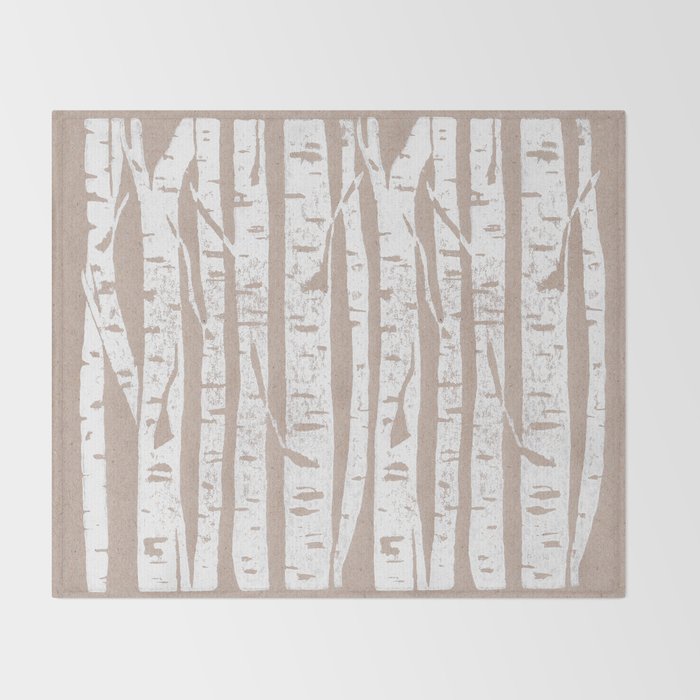 Woodcut Birches Throw Blanket Gallery Image 2