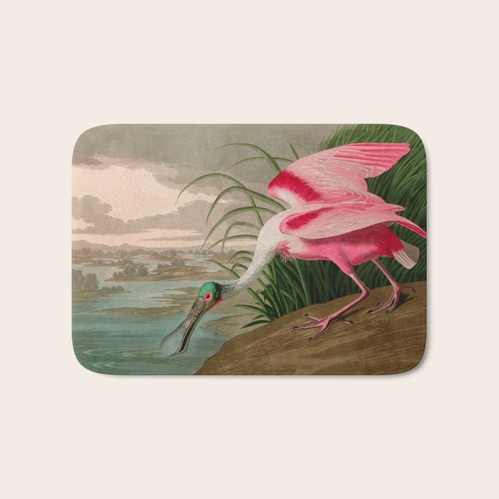 Roseate Spoonbill Birds of America Audubon Illustration Bird Lovers Gift Bath Mat Gallery Image 1