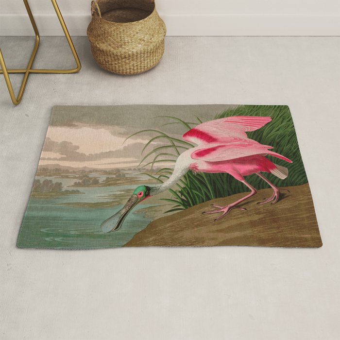 Roseate Spoonbill Birds of America Audubon Illustration Bird Lovers Gift Rug Gallery Image 1