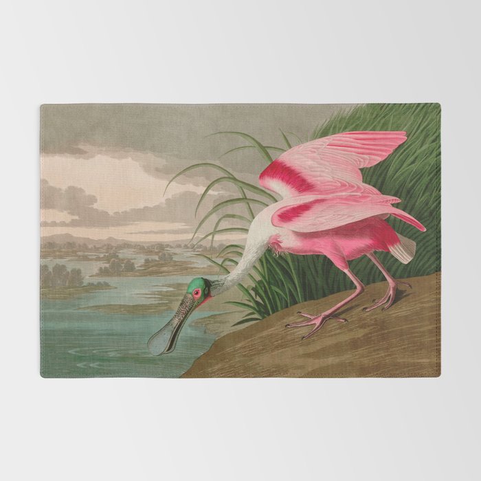 Roseate Spoonbill Birds of America Audubon Illustration Bird Lovers Gift Rug Gallery Image 2