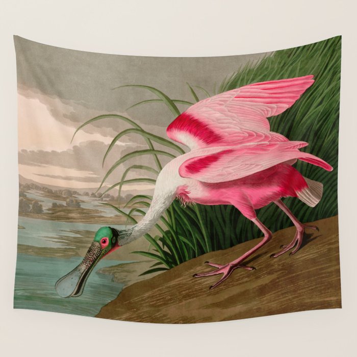 Roseate Spoonbill Birds of America Audubon Illustration Bird Lovers Gift Wall Tapestry Gallery Image 4