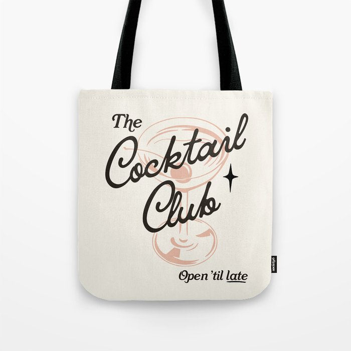 Cocktail Club - Retro Bar Cart Tote Bag Gallery Image 1