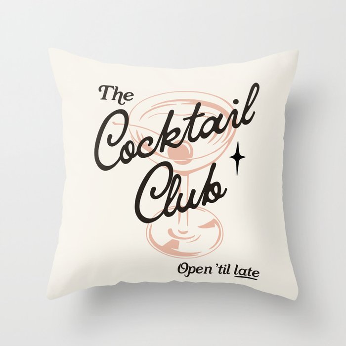 Cocktail Club - Retro Bar Cart Throw Pillow Gallery Image 1