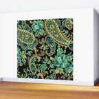 Brown Turquoise Paisley Floral Wall Mural Gallery Image 2