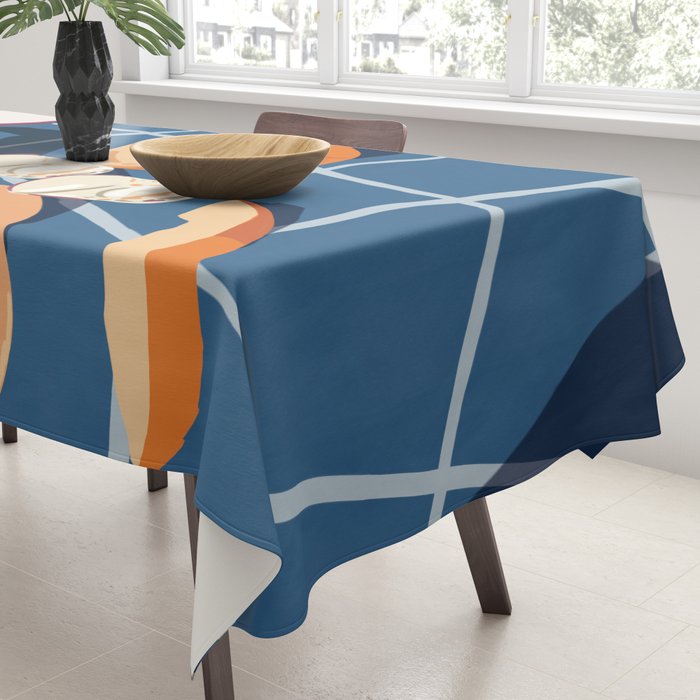 Melon Vodka Shots, Weekend Alcohol Party Fruits Beverages, Papaya Chill Pastel Eclectic Afternoon, Slow Living Honeydew Indigo Tiles Bohemian Painting Tablecloth Gallery Image 3