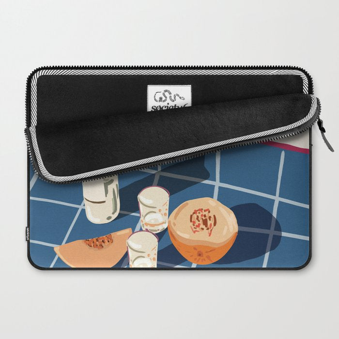 Melon Vodka Shots, Weekend Alcohol Party Fruits Beverages, Papaya Chill Pastel Eclectic Afternoon, Slow Living Honeydew Indigo Tiles Bohemian Painting Laptop Sleeve Gallery Image 2