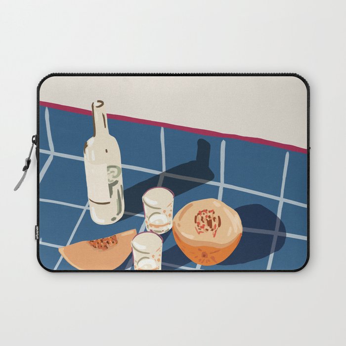 Melon Vodka Shots, Weekend Alcohol Party Fruits Beverages, Papaya Chill Pastel Eclectic Afternoon, Slow Living Honeydew Indigo Tiles Bohemian Painting Laptop Sleeve Gallery Image 1