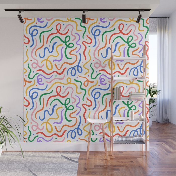 Colorful line doodle art pattern Wall Mural Gallery Image 1