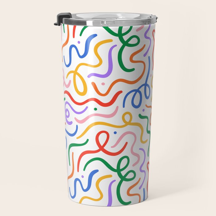 Colorful line doodle art pattern Travel Mug Gallery Image 3