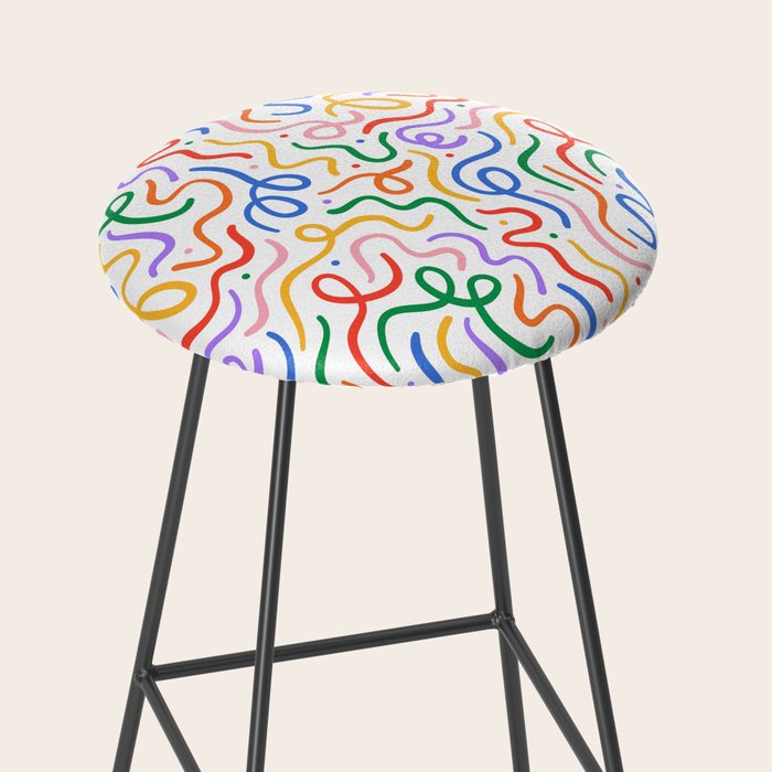 Colorful line doodle art pattern Stool Gallery Image 2