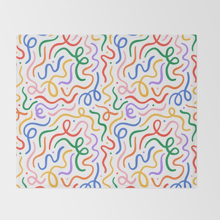 Colorful line doodle art pattern Throw Blanket Gallery Image 2