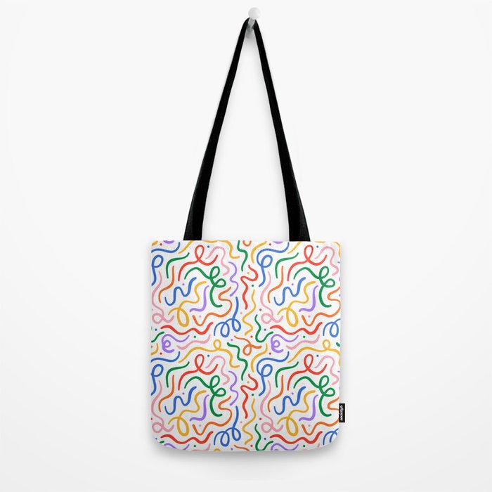 Colorful line doodle art pattern Tote Bag Gallery Image 2