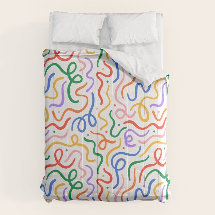 Colorful line doodle art pattern Comforter Gallery Image 1