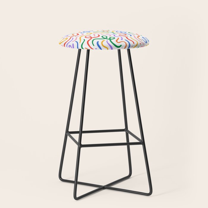 Colorful line doodle art pattern Stool Gallery Image 1